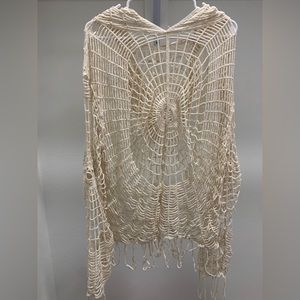 cream crochet skeleton hoodie
